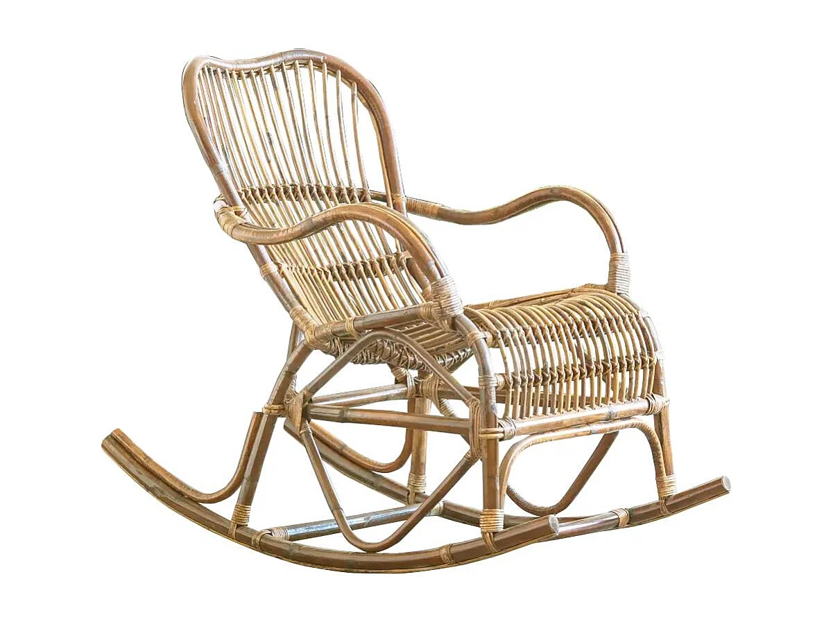 Rocking chair vintage en rotin Rattan