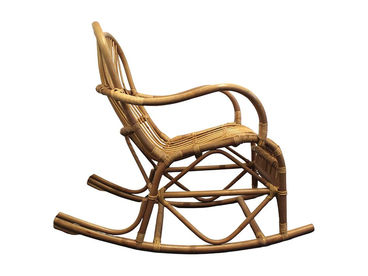 Rocking chair vintage en rotin Rattan