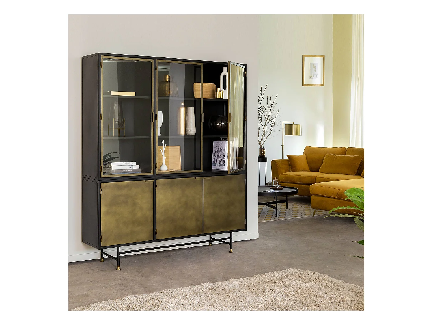 Vaisselier en laiton et métal Janelle