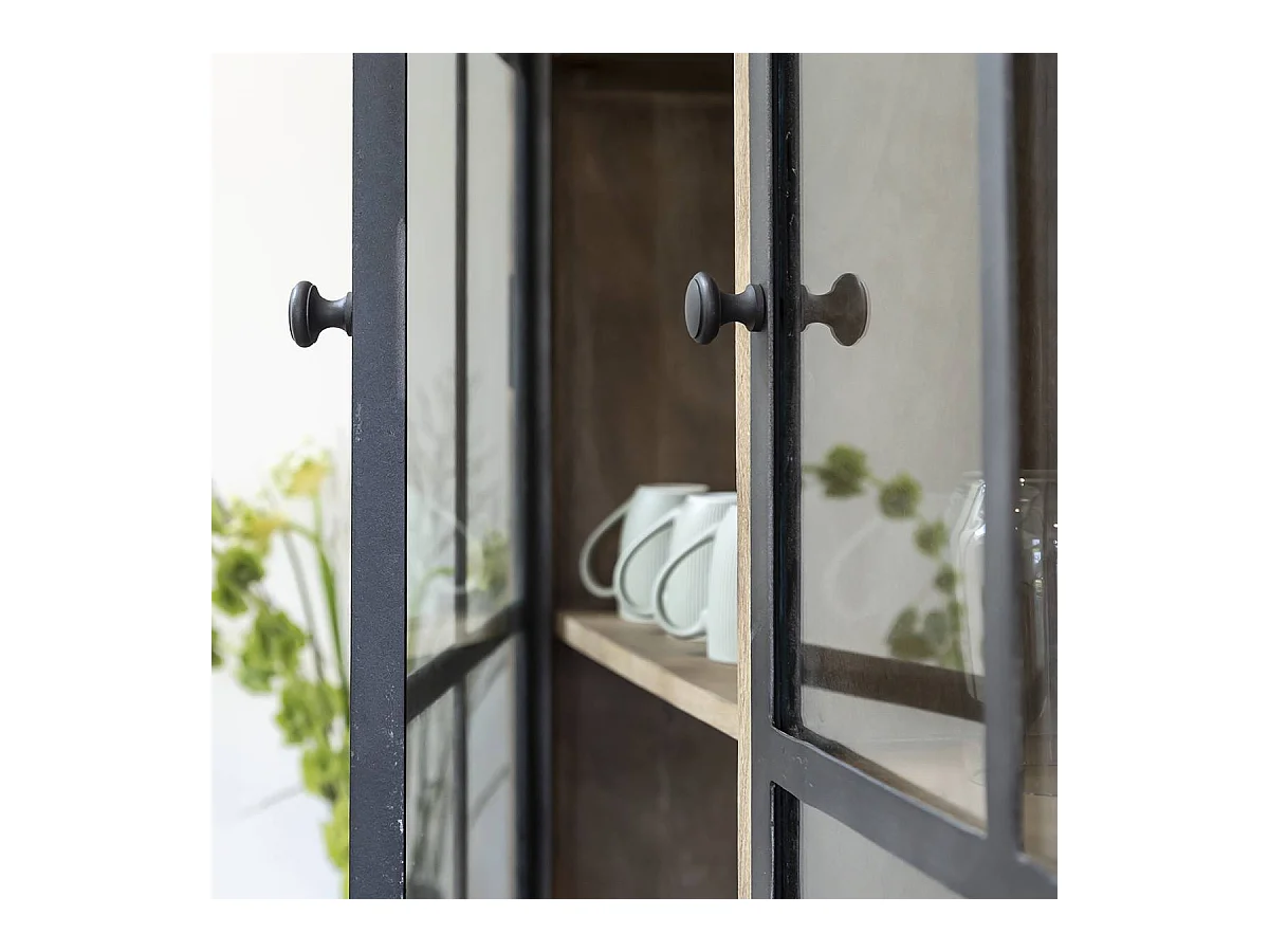 Vaisselier en bois de manguier brossée et métal noir Clotilde