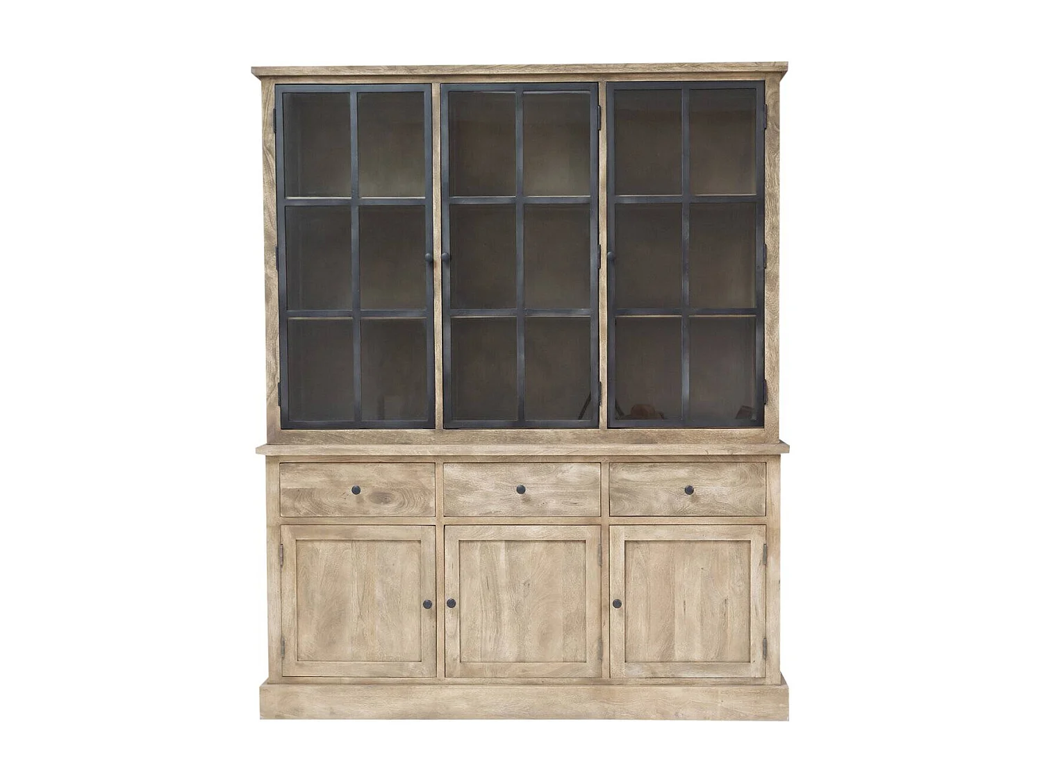 Vaisselier en bois de manguier brossée et métal noir Clotilde