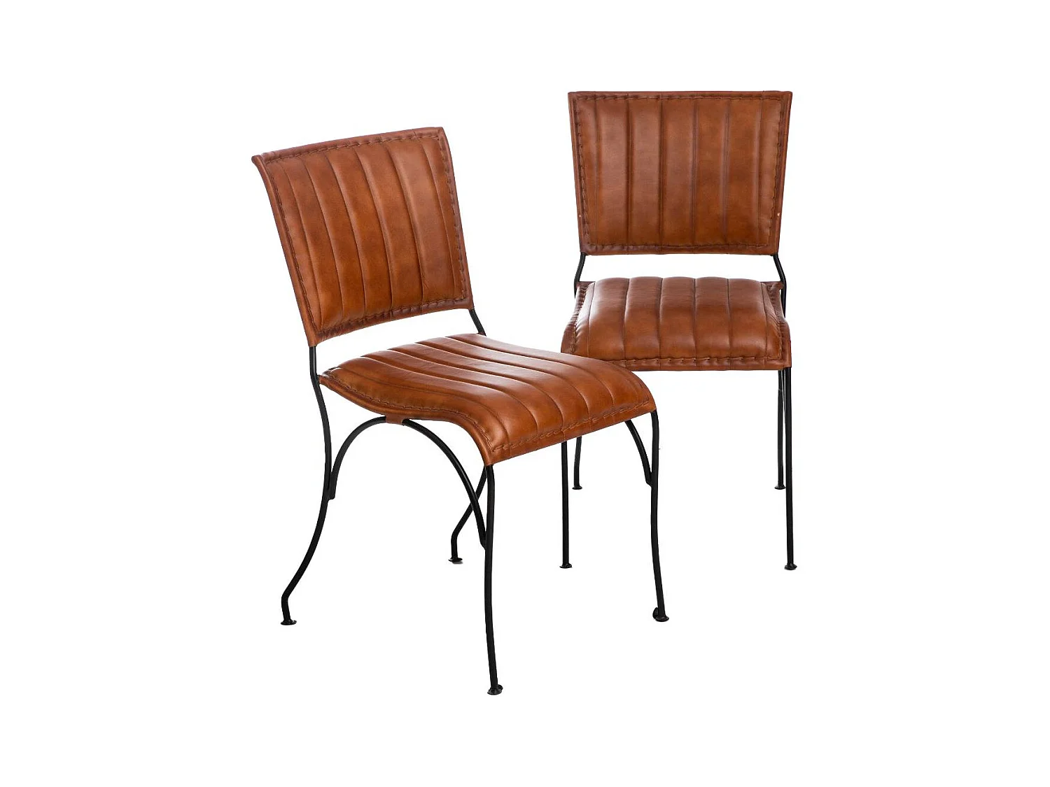 Chaise en cuir marron Nuria (lot de 2)