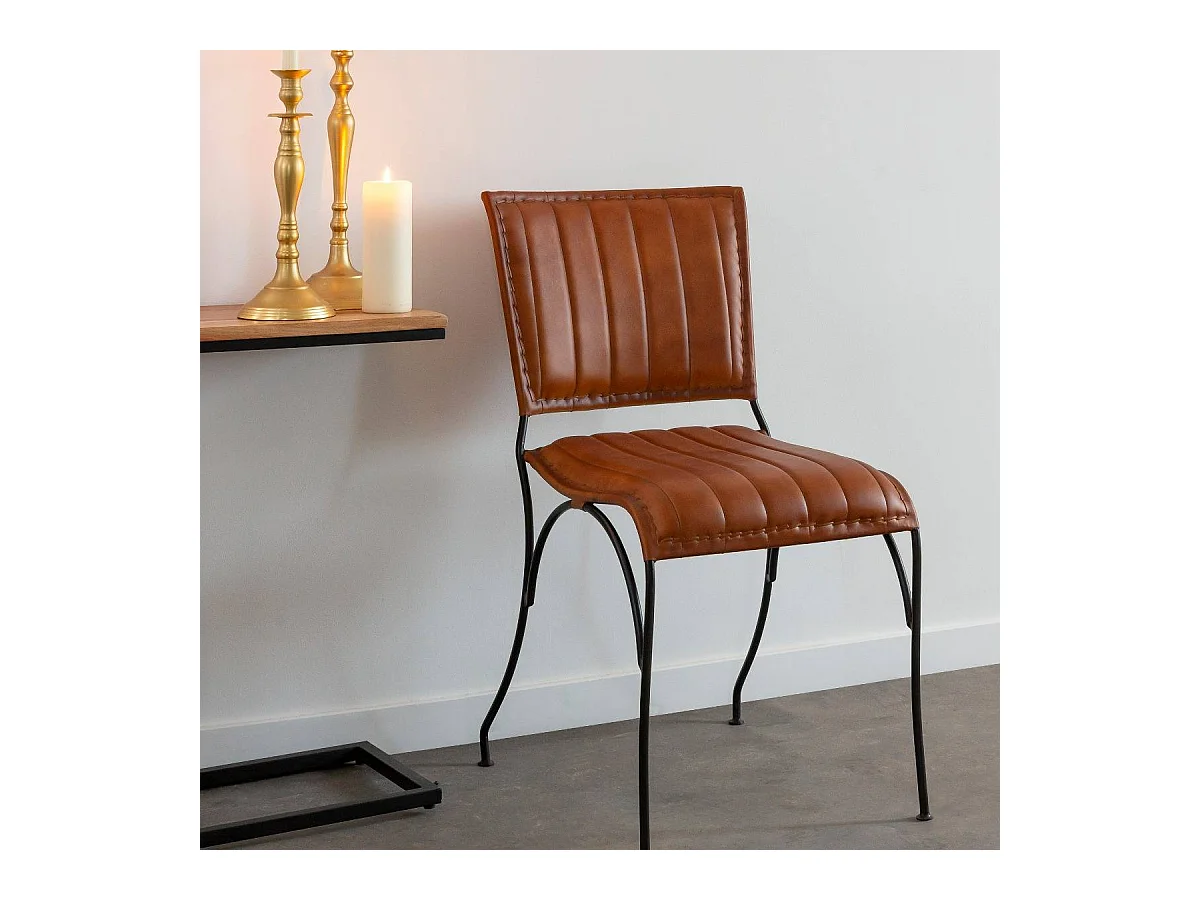 Chaise en cuir marron Nuria (lot de 2)