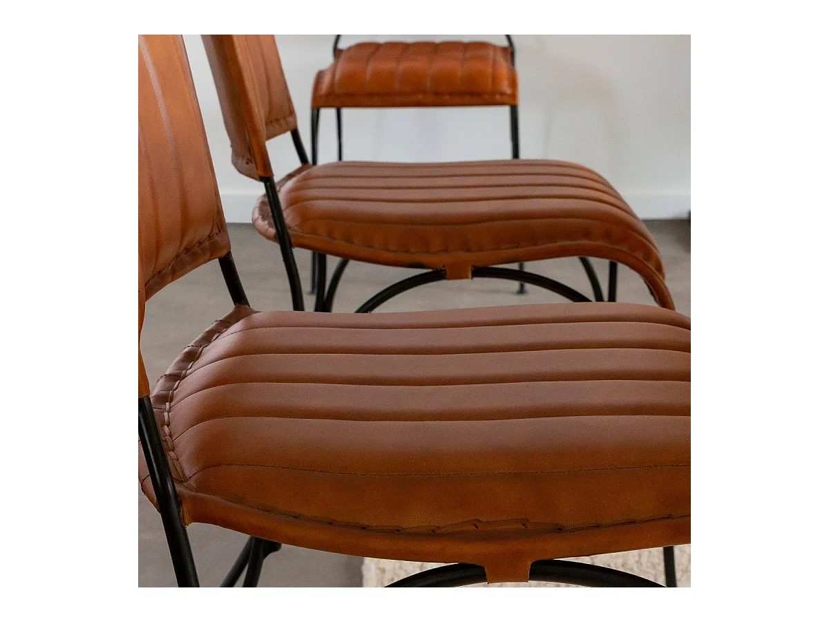 Chaise en cuir marron Nuria (lot de 2)