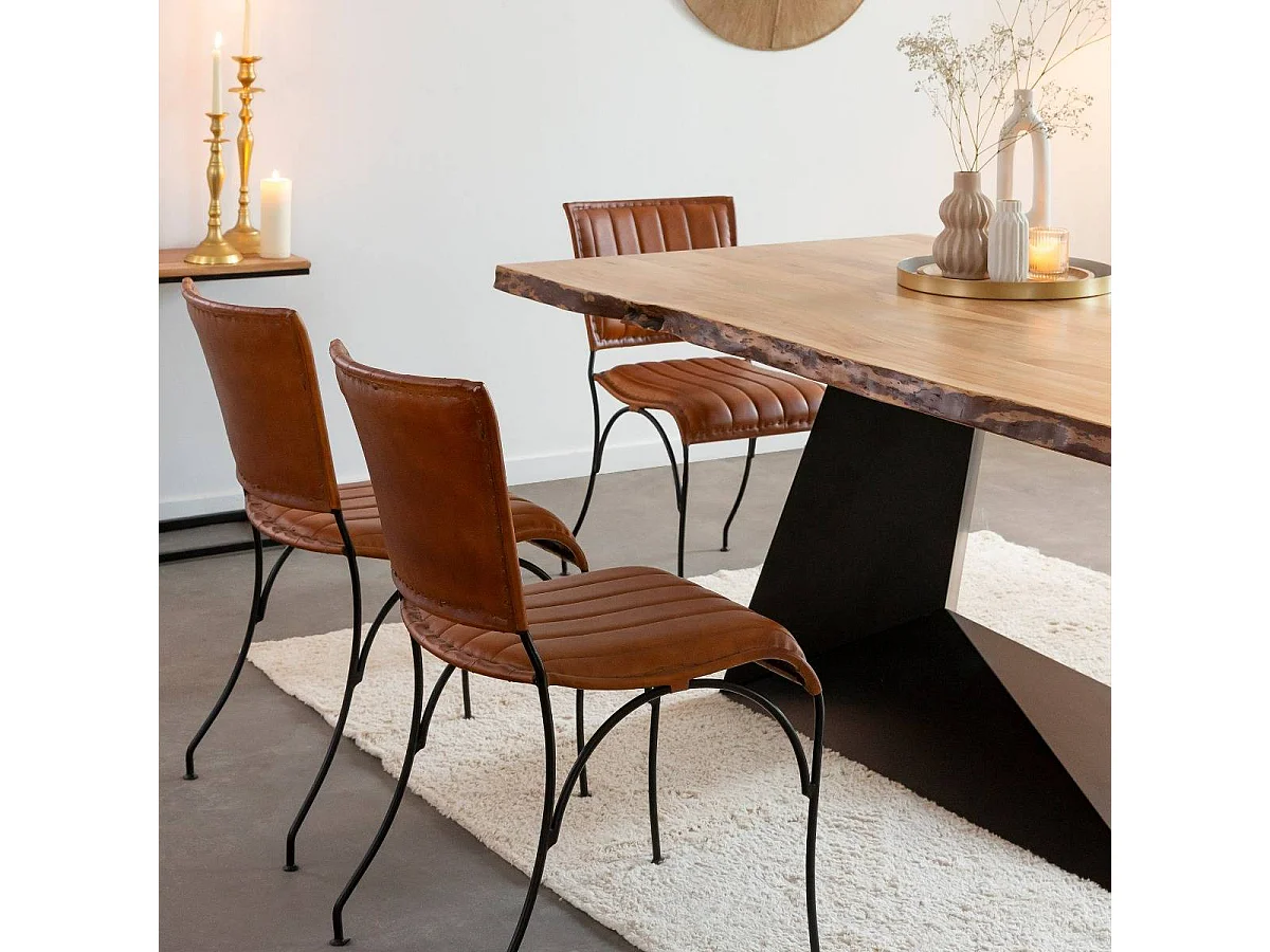 Chaise en cuir marron Nuria (lot de 2)