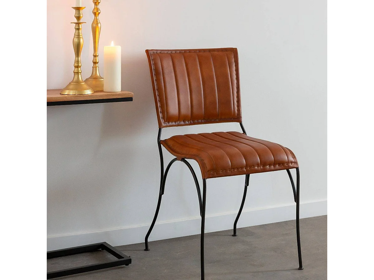 Chaise en cuir marron Nuria (lot de 2)