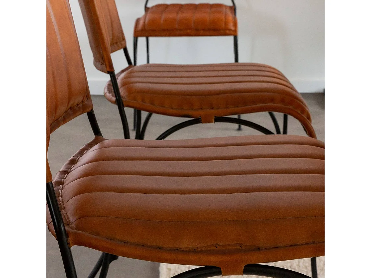 Chaise en cuir marron Nuria (lot de 2)