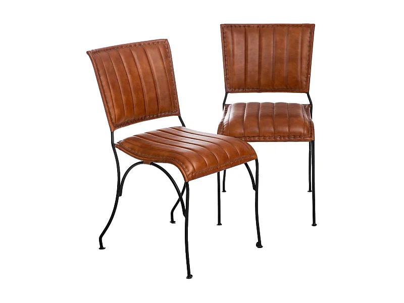 Chaise en cuir marron Nuria (lot de 2)
