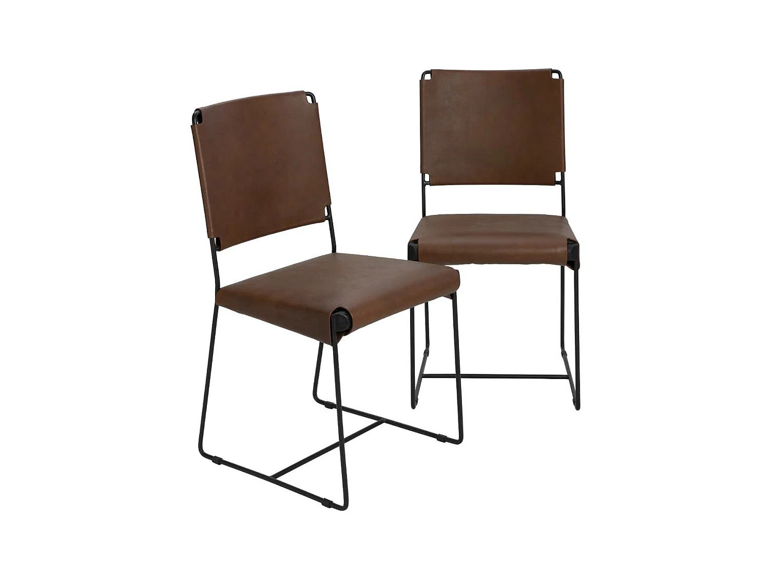 Chaise en cuir marron Valéria (lot de 2)