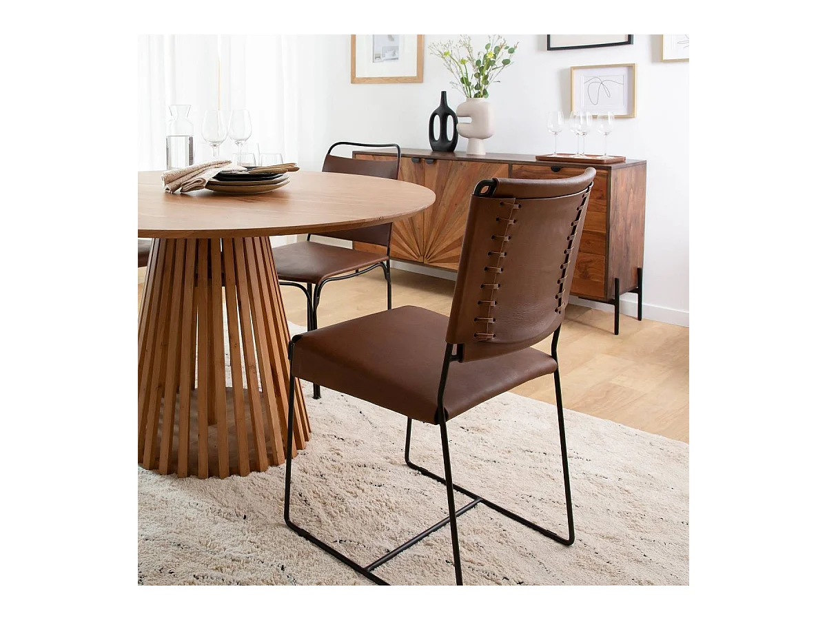 Chaise en cuir marron Valéria (lot de 2)