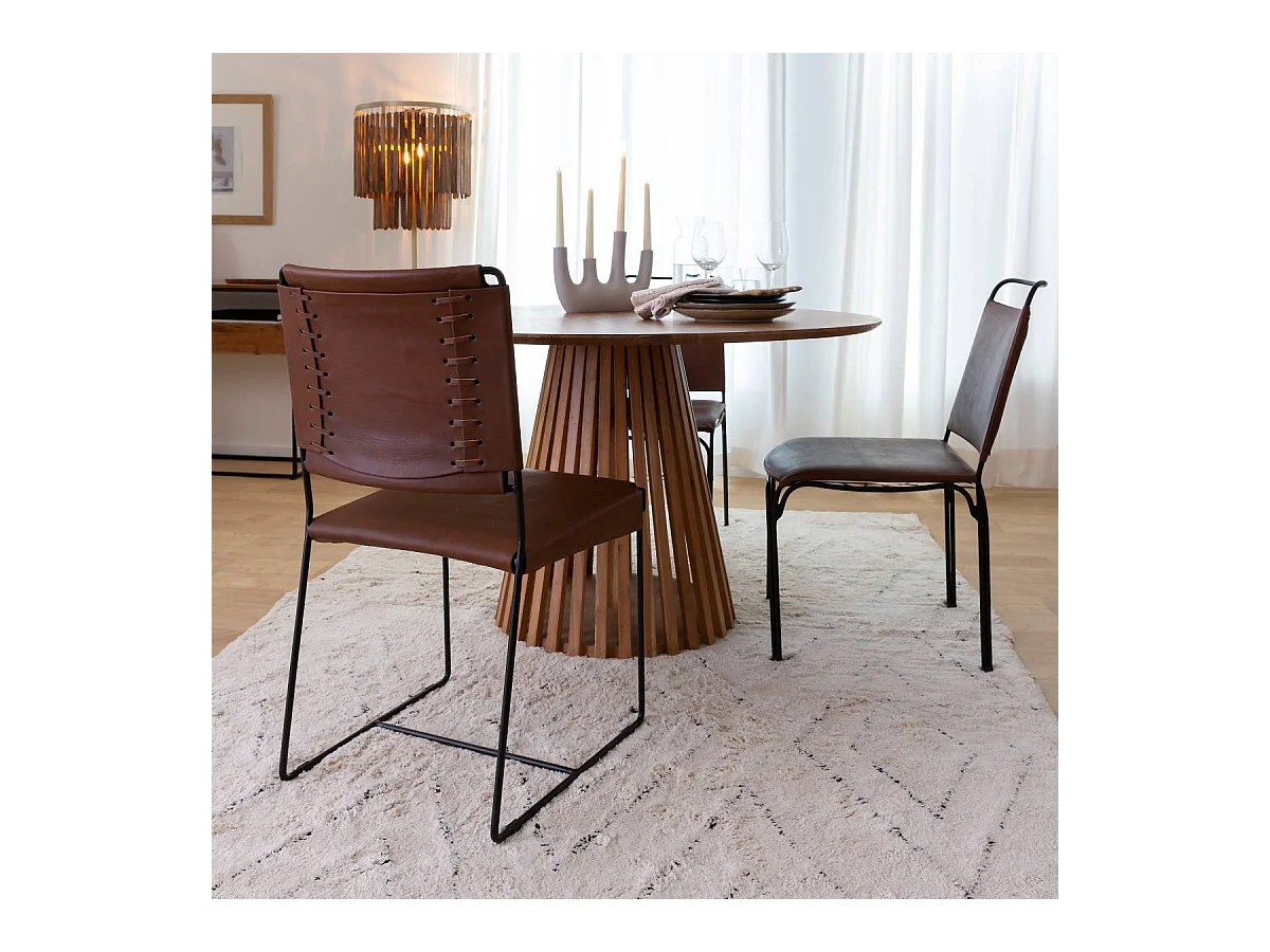 Chaise en cuir marron Valéria (lot de 2)