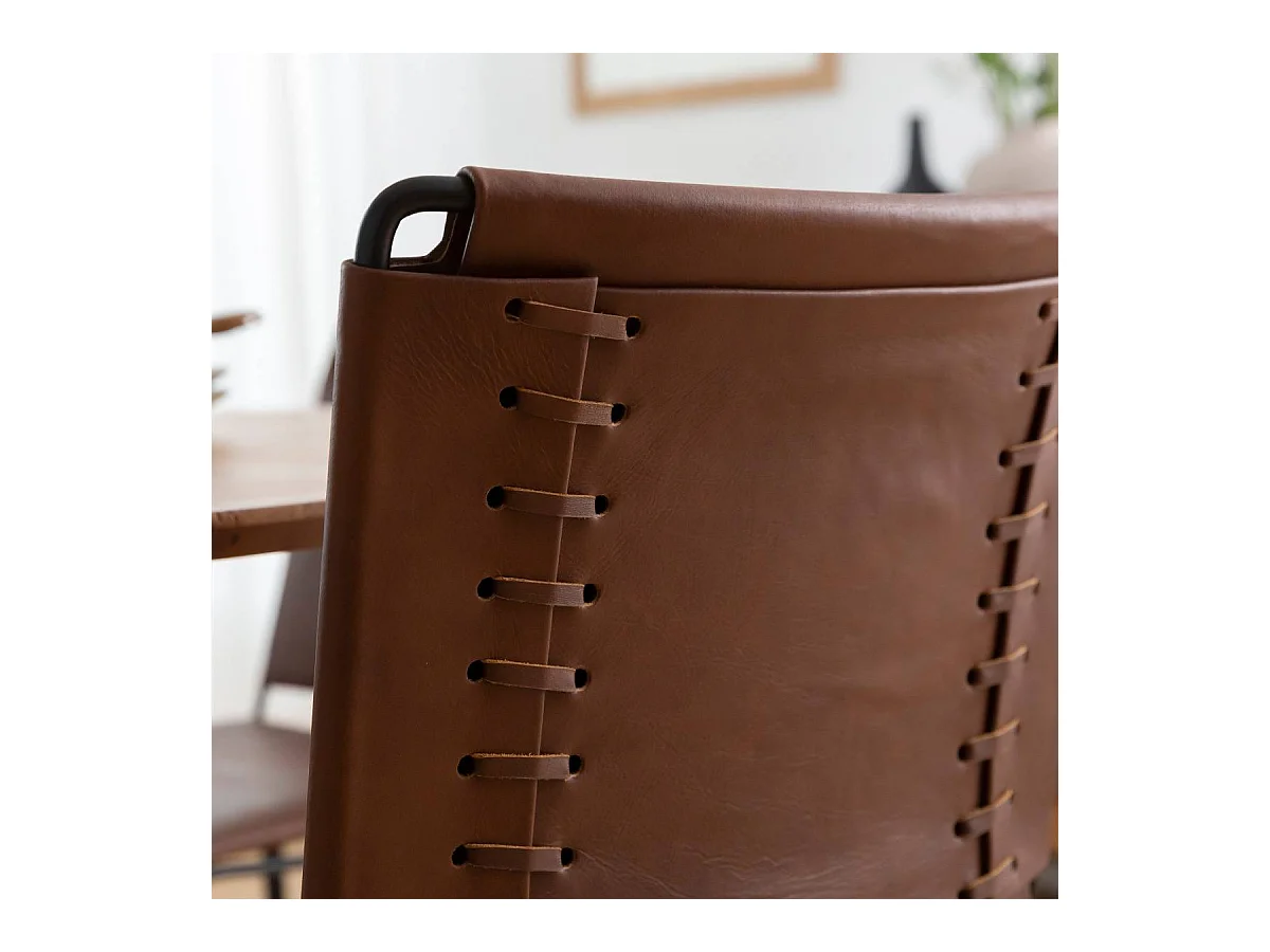 Chaise en cuir marron Valéria (lot de 2)