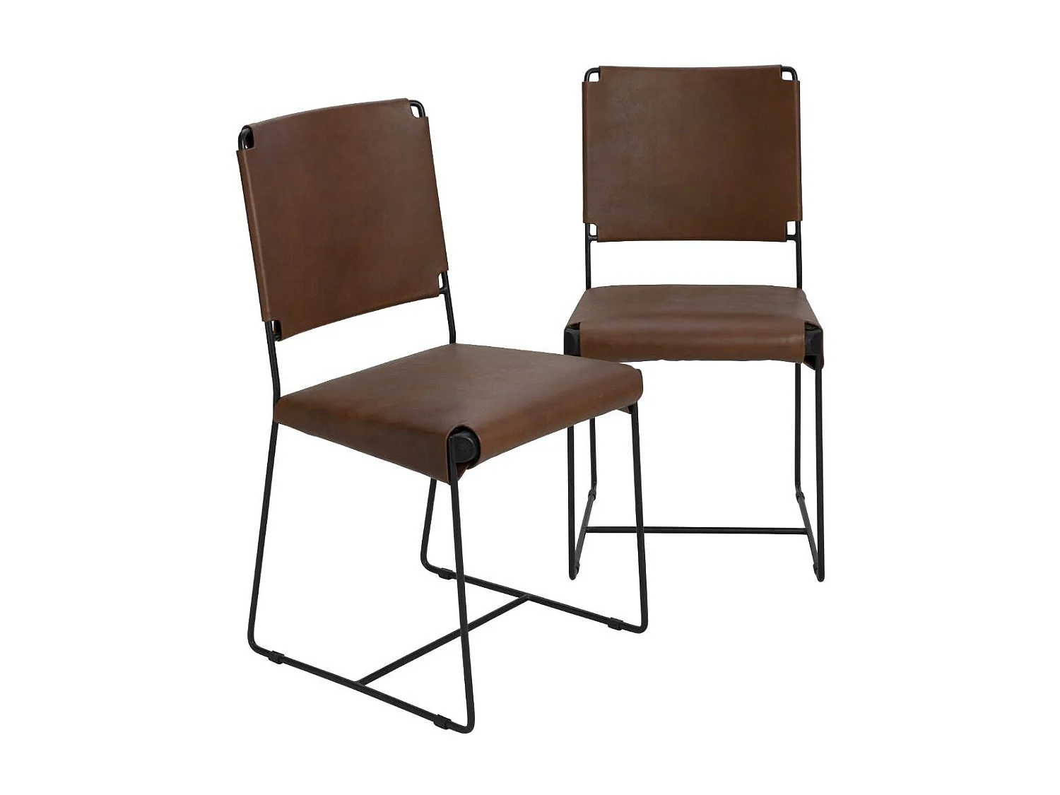 Chaise en cuir marron Valéria (lot de 2)