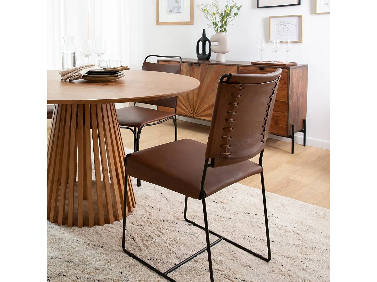 Chaise en cuir marron Valéria (lot de 2)