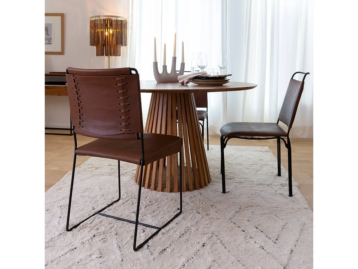 Chaise en cuir marron Valéria (lot de 2)