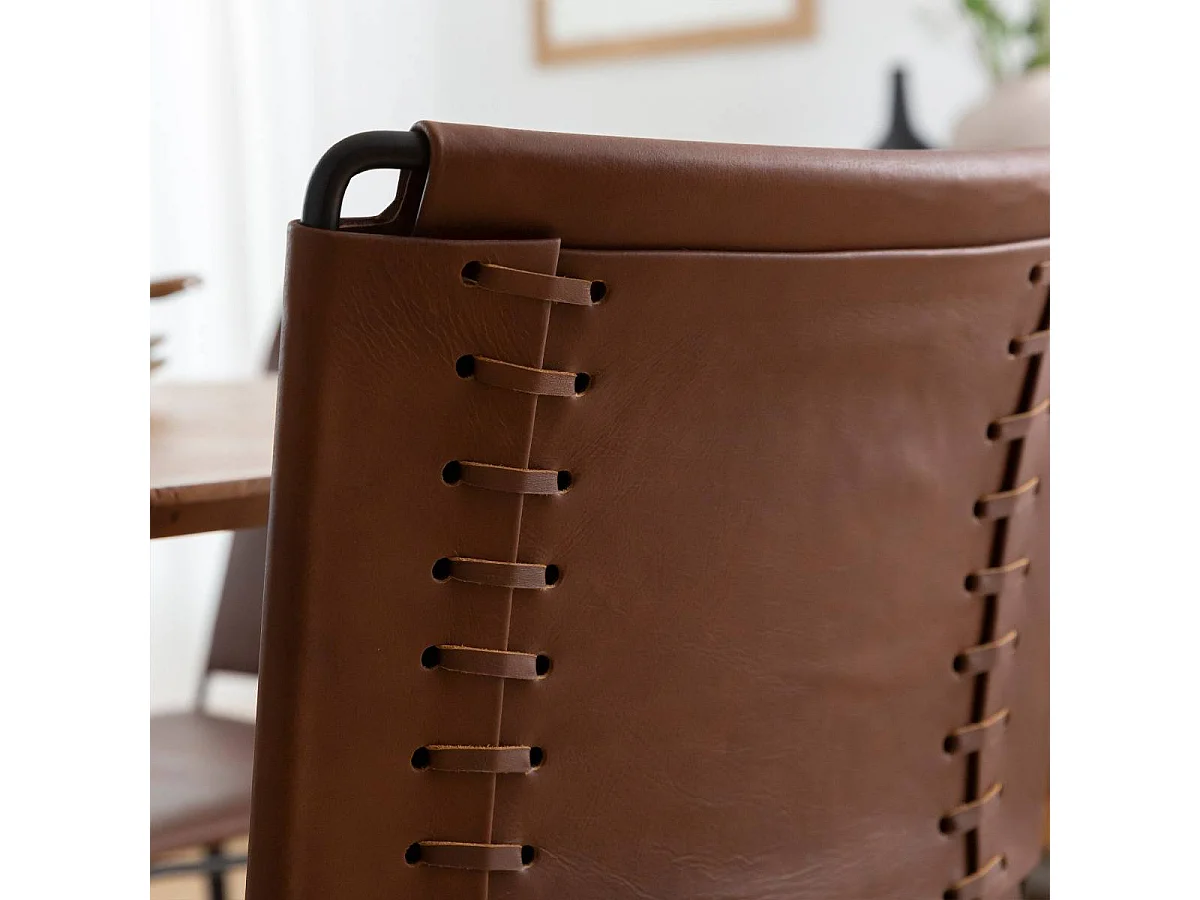 Chaise en cuir marron Valéria (lot de 2)