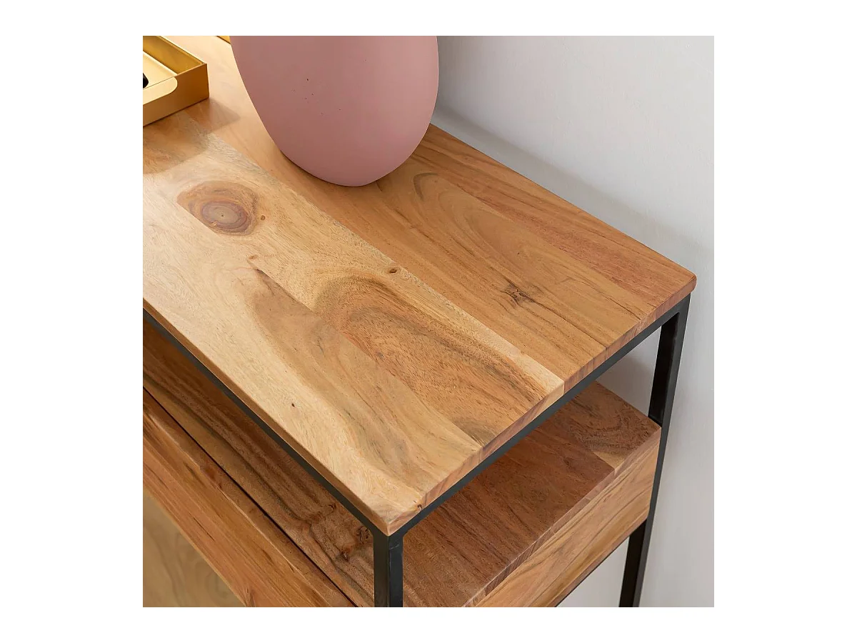 Console en bois d'acacia et métal Etienne