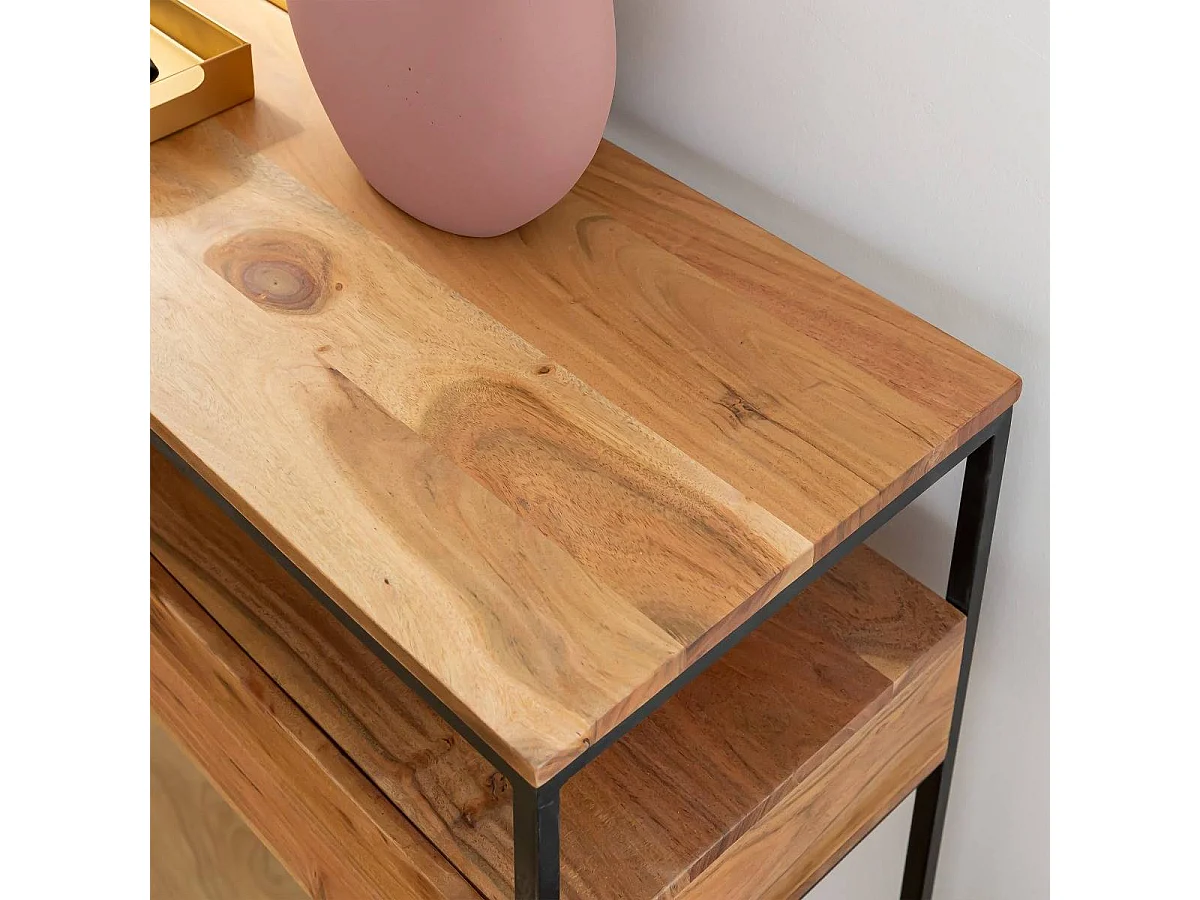 Console en bois d'acacia et métal Etienne