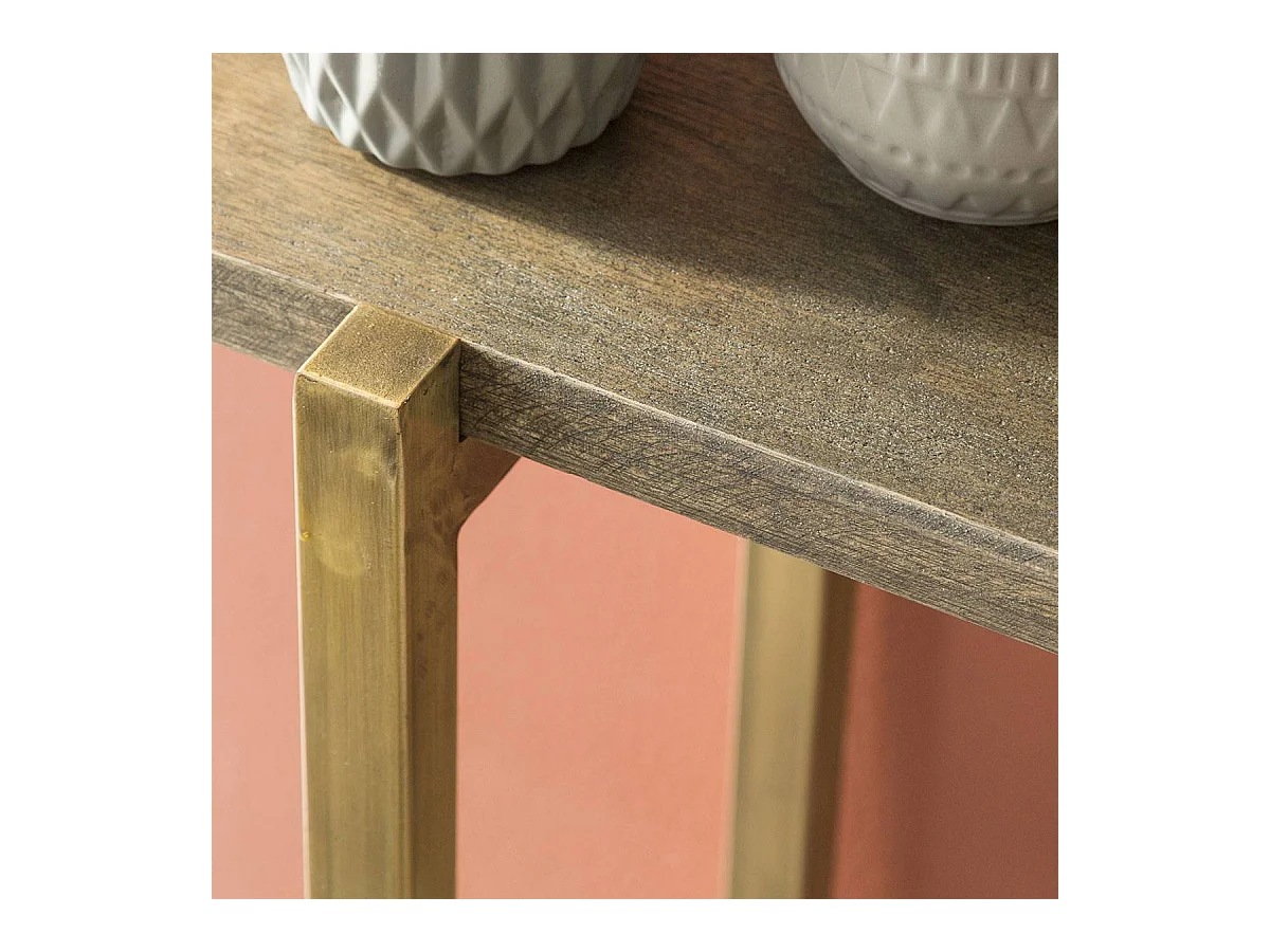 Console en manguier et métal doré Valérie