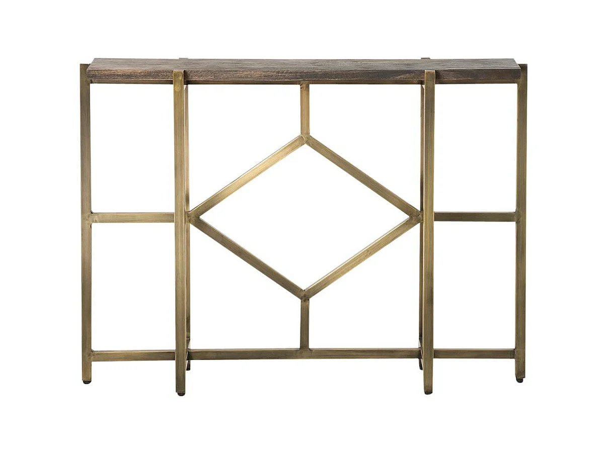 Console en manguier et métal doré Valérie
