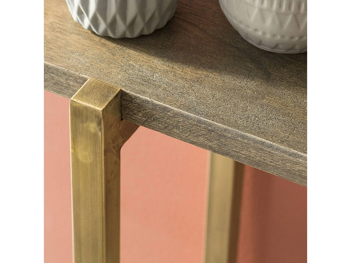 Console en manguier et métal doré Valérie