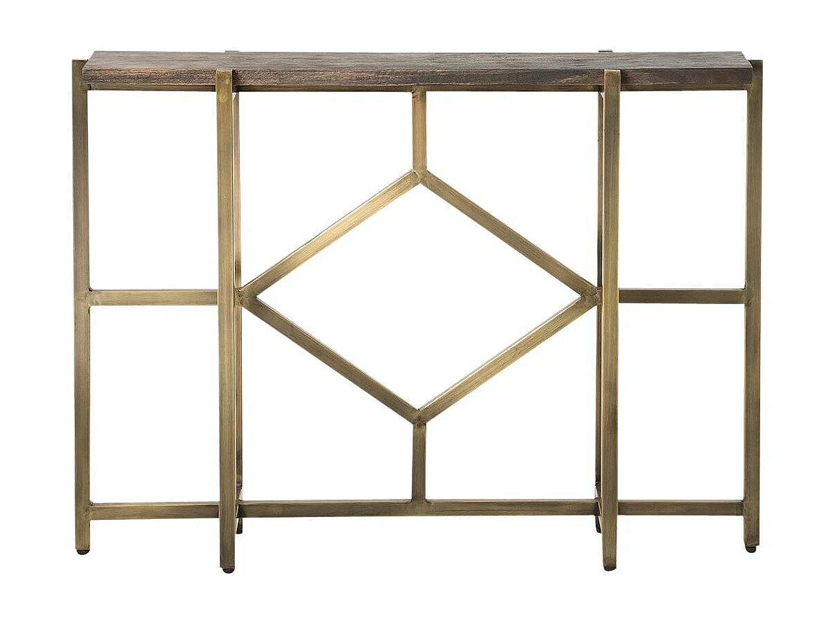 Console en manguier et métal doré Valérie