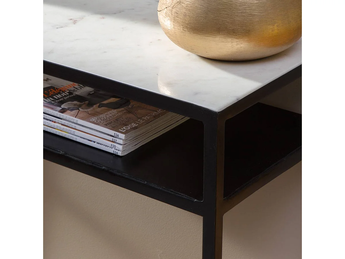 Console en marbre blanc et métal Marceau