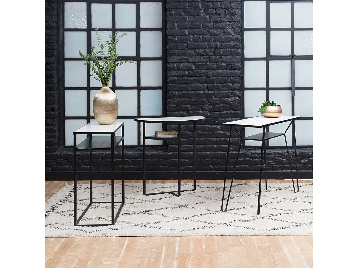 Console en marbre blanc et métal Marceau