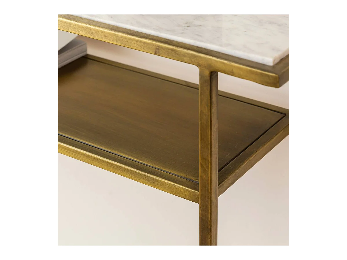 Console en métal doré et marbre Timéo