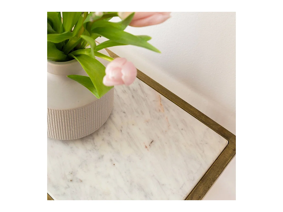 Console en métal doré et marbre Timéo