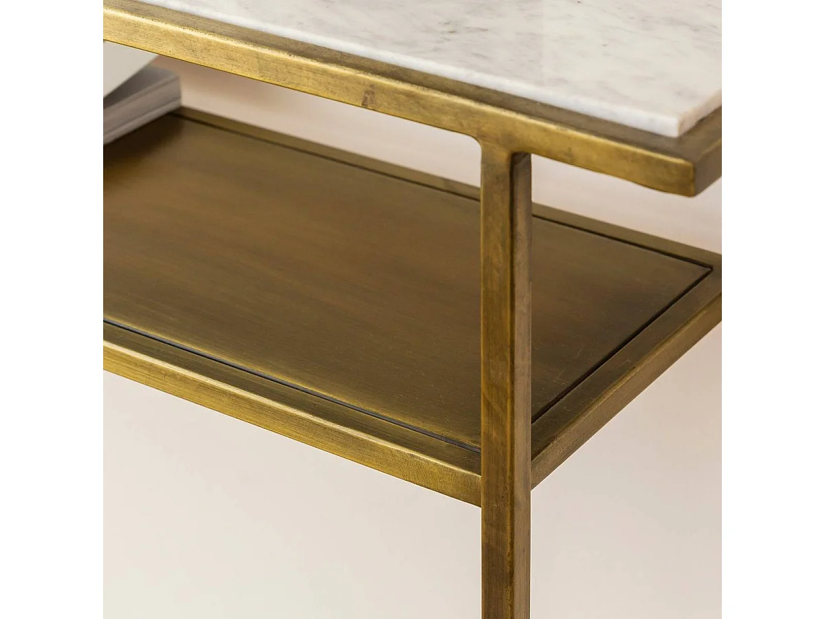 Console en métal doré et marbre Timéo