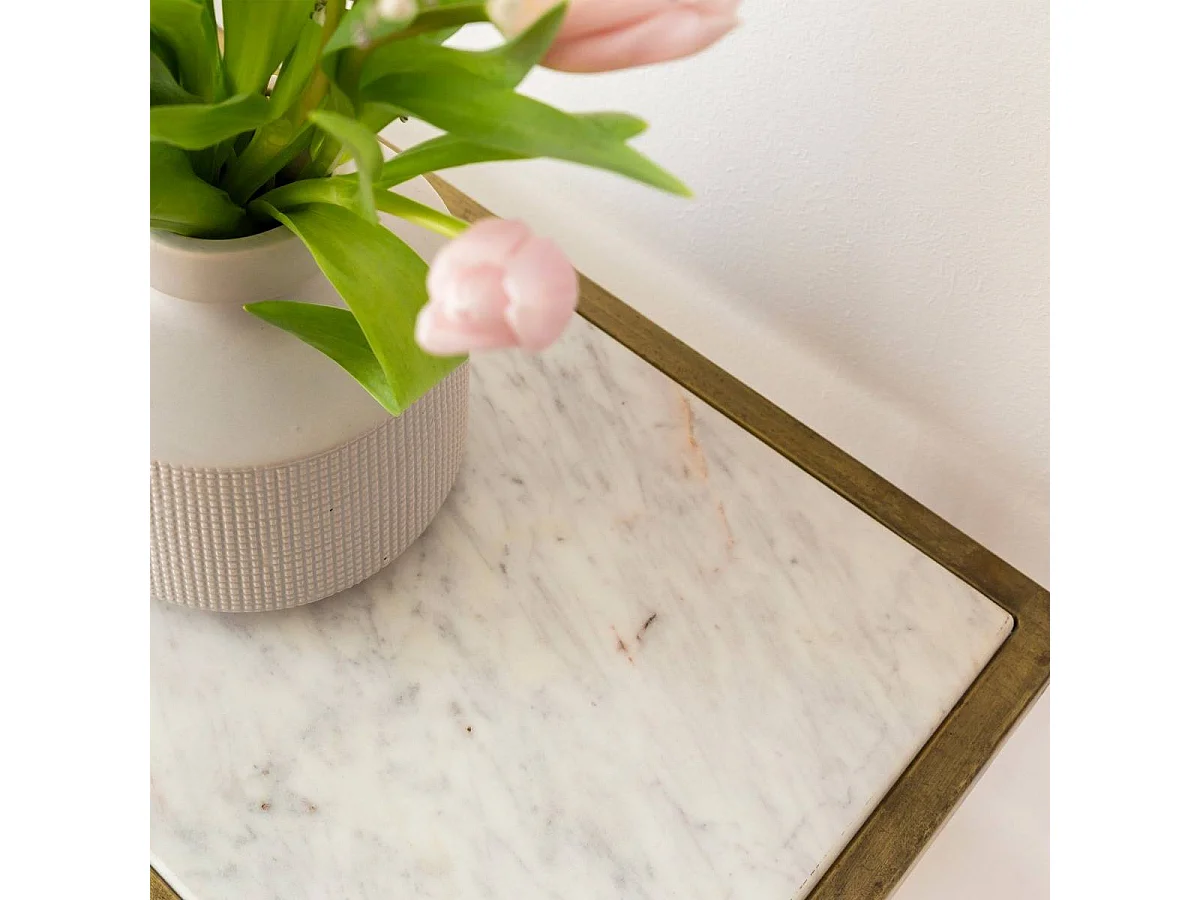 Console en métal doré et marbre Timéo