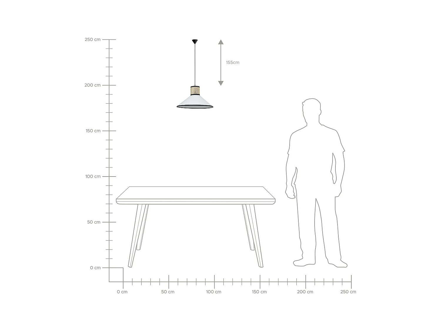 Hängelampe Stoffschirm Rattan weiß und natürlich MANTUA