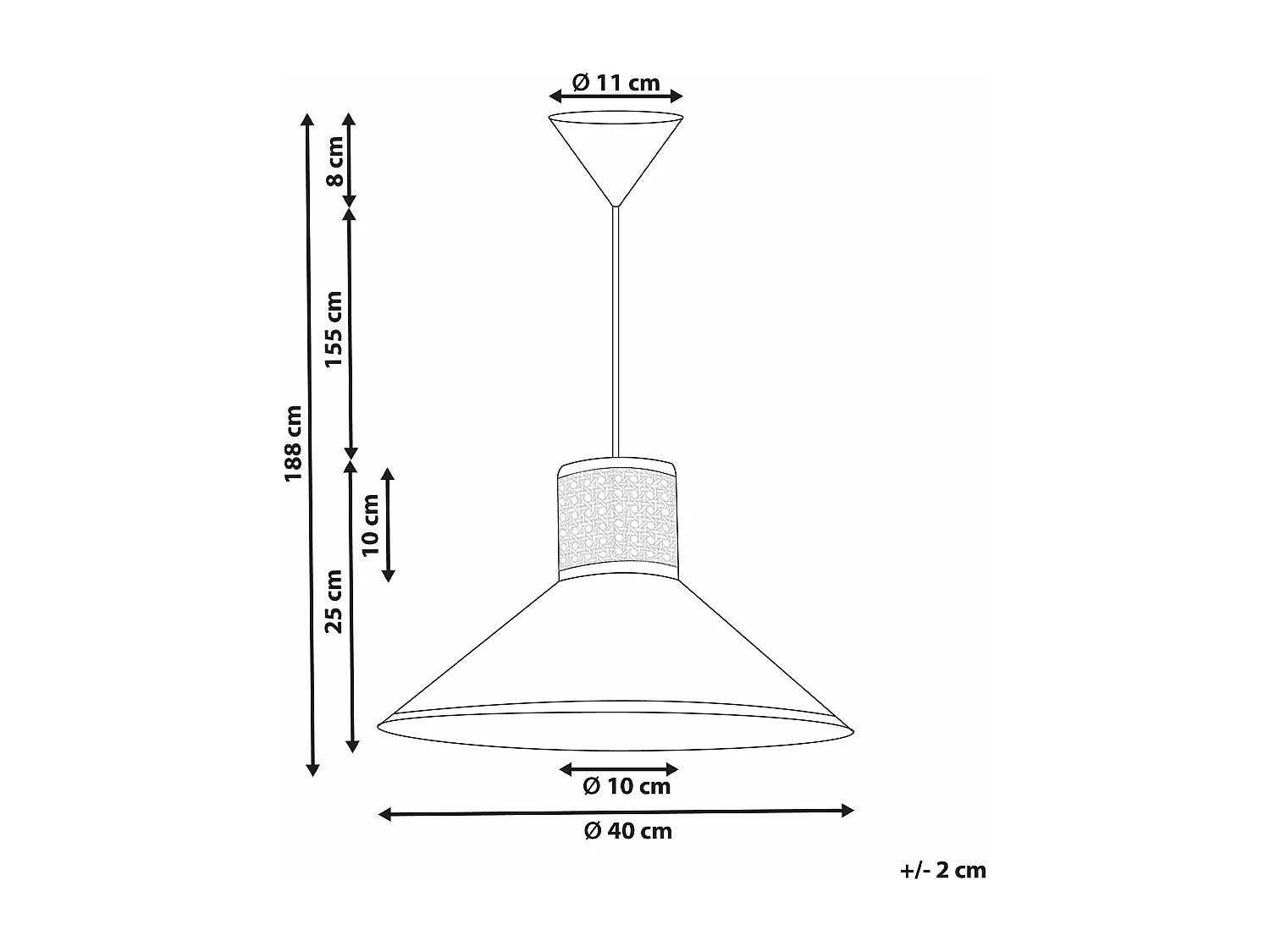 Hängelampe Stoffschirm Rattan weiß und natürlich MANTUA