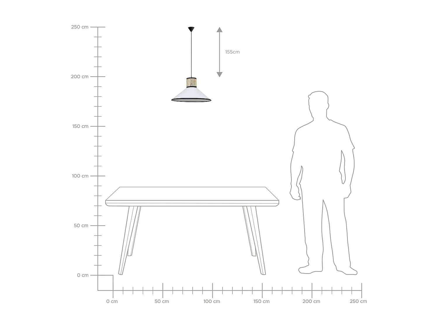 Lampadario MANTUA Rattan Bianco