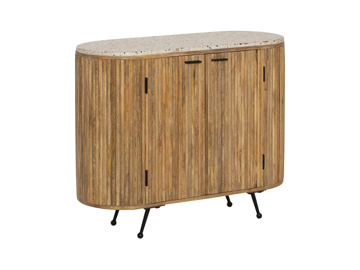 Petit buffet en bois de manguier et terrazzo Ambrine