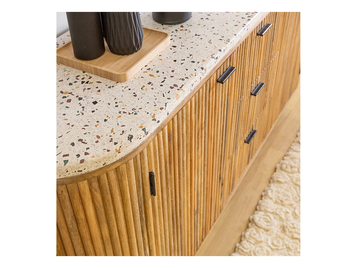 Buffet en bois de manguier et terrazzo Ambrine