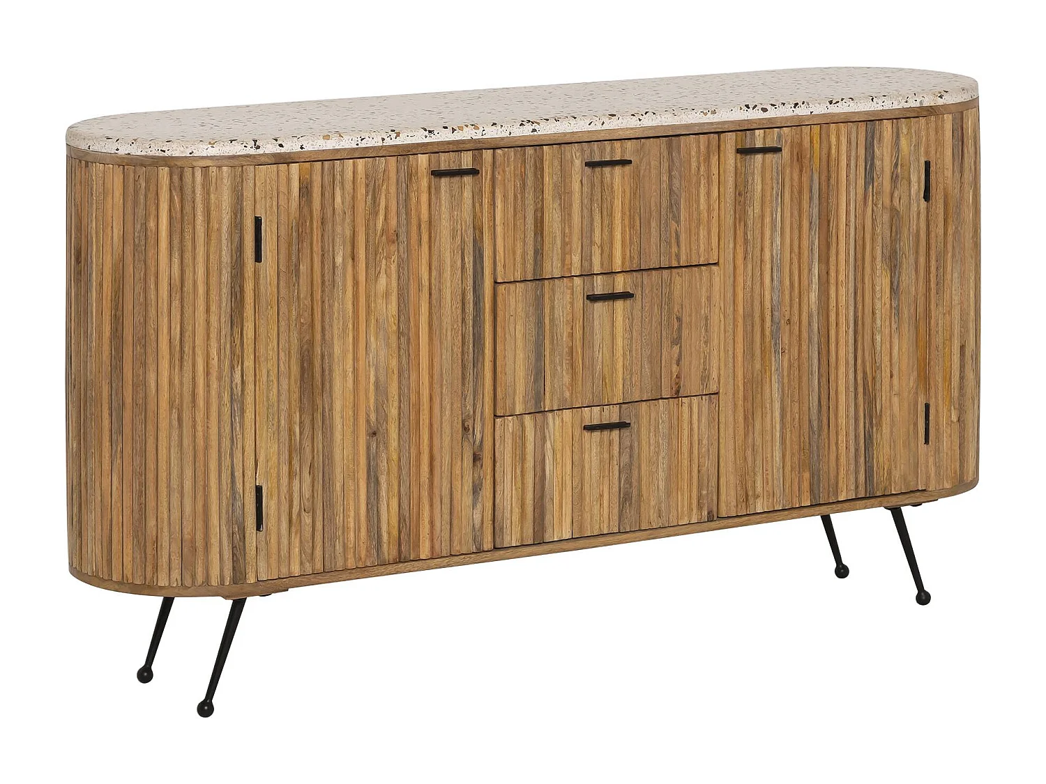 Buffet en bois de manguier et terrazzo Ambrine