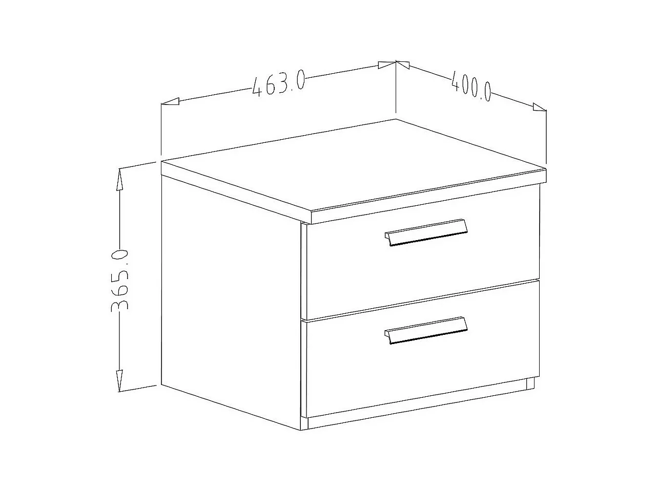 Komplettes Schlafzimmer-Set FOX: Schrank 200cm, Bett 180x200, Kommode, Nachttische. Farbe helles Eichenholz und Schwarz.