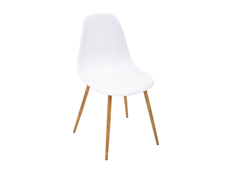 Chaise de table Assise Blanche et pieds en fer façon Chêne