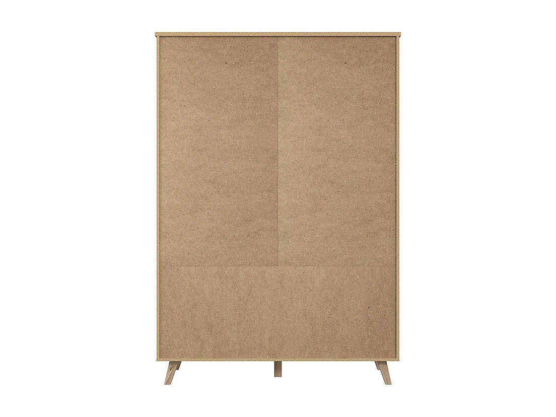 Armoire 2 portes coulissantes 4 tiroirs décor chêne et blanc - ALBANE