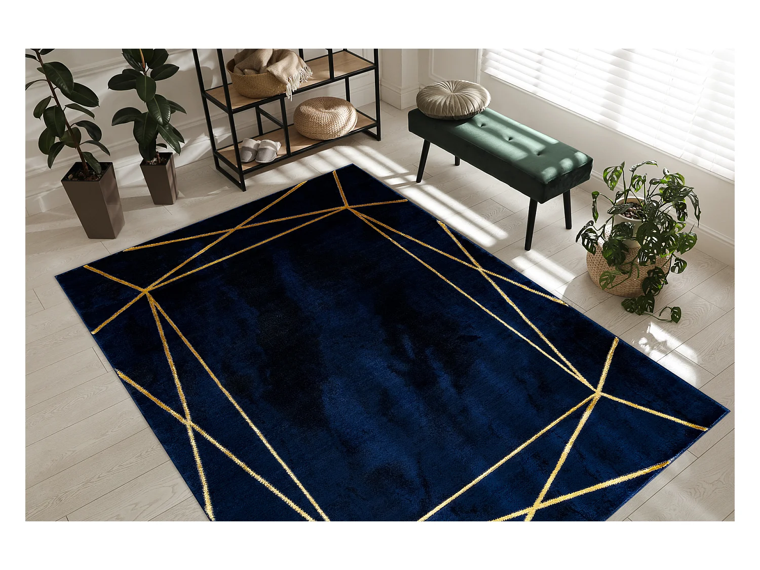 Dywan EMERALD ekskluzywny 1022 glamour, stylowy geometryczny granatowy 140x190 cm