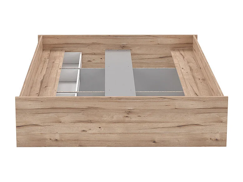 Lit 160 x 200 cm 3 tiroirs décor chêne naturel et blanc mat - ALBANE