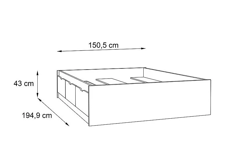 Lit 140 x 190 cm 3 tiroirs décor chêne naturel et blanc mat - ALBANE