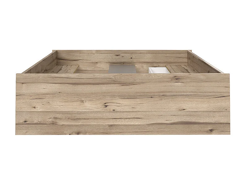 Lit 140 x 190 cm 3 tiroirs décor chêne naturel et blanc mat - ALBANE