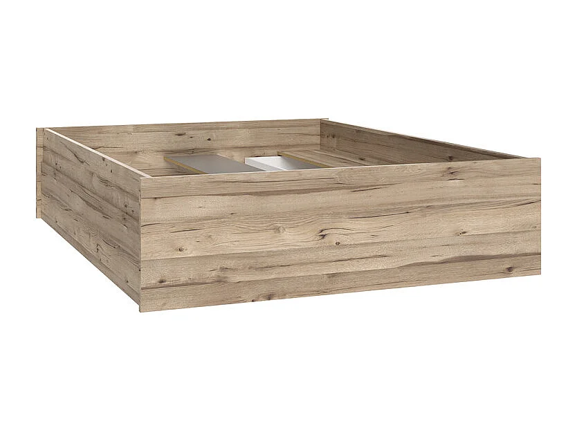 Lit 140 x 190 cm 3 tiroirs décor chêne naturel et blanc mat - ALBANE