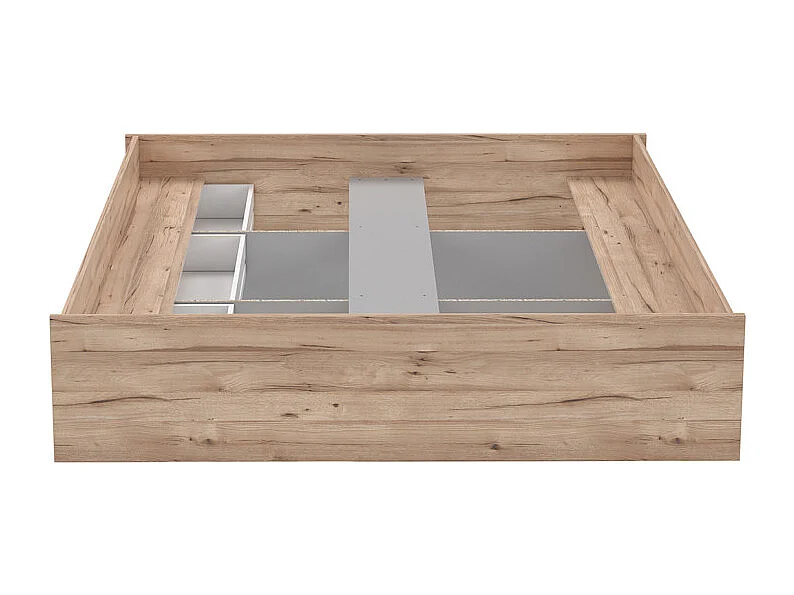 Lit 180 x 200 cm 3 tiroirs décor chêne naturel et blanc mat - ALBANE