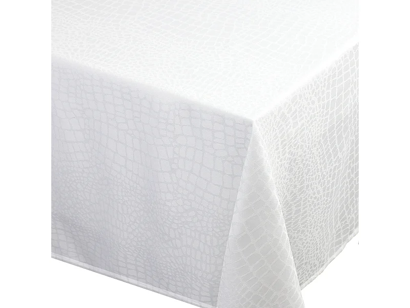 Nappe rectangle 150x350 cm Jacquard 100% polyester LOUNGE blanc