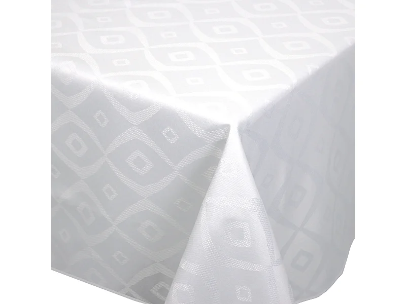 Nappe rectangle 150x200 cm Jacquard 100% polyester BRUNCH blanc