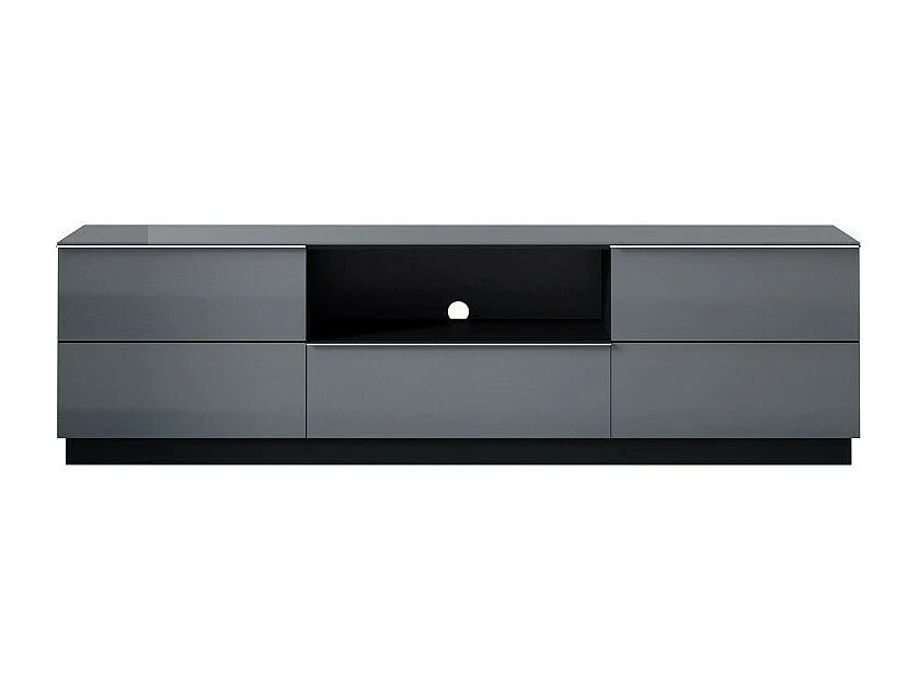 Meuble TV 180cm collection ZANTE avec 2 portes et 1 tiroir. LED incluses. Couleur noir et gris brillant.